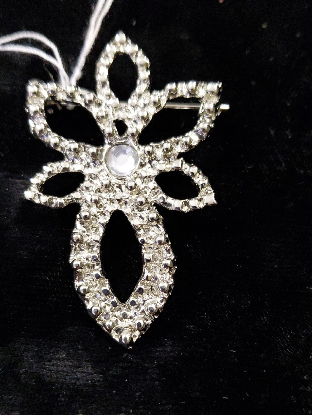 Vintage Crystal Floral Silver-Tone Brooch - Women Jewelry